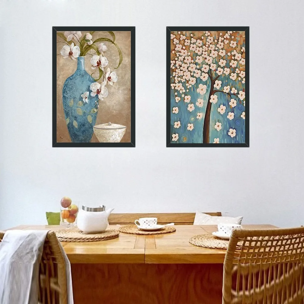 

European Style Vase Flower Canvas Painting Wealth Peace Blessings Posters Bedroom Study Studio Room Wall Art Pictures Decoration