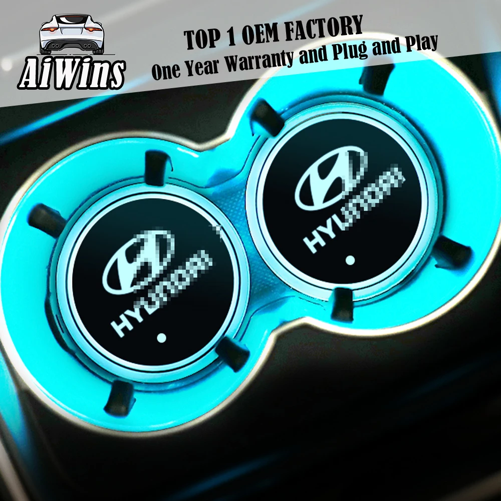 Aiwins автомобильный светящийся коврик для посуды для hyundai Полная серия автомобильный светящийся Логотип Аксессуары Atmospherelight
