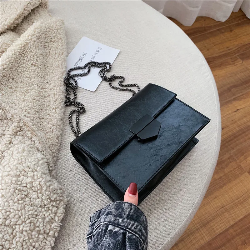 

Simple Retro Small Bag Women's 2020 New Style Fashion Korean-style Versatile Shoulder Bag Chain Shoulder Bag Fashion Small Squar