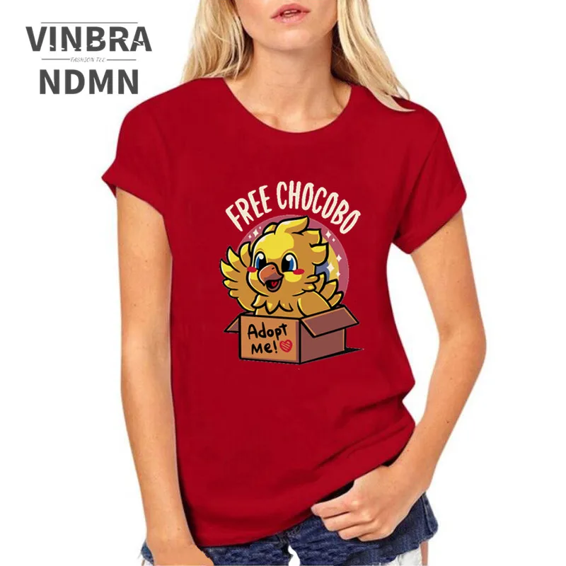 Kawaii Chocobo T shirt Women Funny Adopt This Cute T-shirts Girls Tops Final Fantasy Lovely Gamer tee | Женская одежда