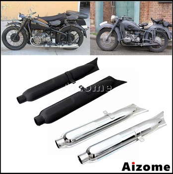 

Motorcycle Fish Tail Exhaust Mufflers For BMW K750 M1 M72 R71 R12 Dnepr MT12 Steel Exhaust Pipes Ural Side Car Silencer