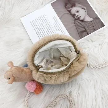 

Small Crossbody Bag Cute Plush 3D Lamb Shape Shoulder Bag Travel Satchel for Women Girls Cartoon Student Shoulder Bag