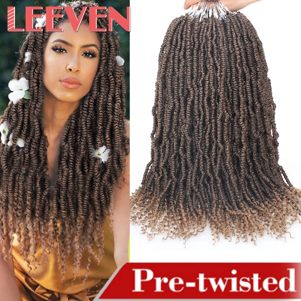 Leeven Pre Twisted Spring Twist Crochet Hair 14 18 Synthetic