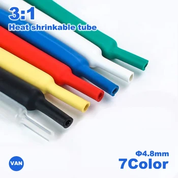 

1meter 4.8mm Heat Shrink Tube with Glue 3:1 ratio Dual Wall Shrinkable Tubing Adhesive Lined Wrap Wire Cable kit heatshrink