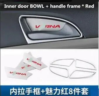 Для hyundai Verna refit, специальная внутренняя отделка, нержавеющая сталь и ночной Светильник с ручкой чаши - Цвет: Черный