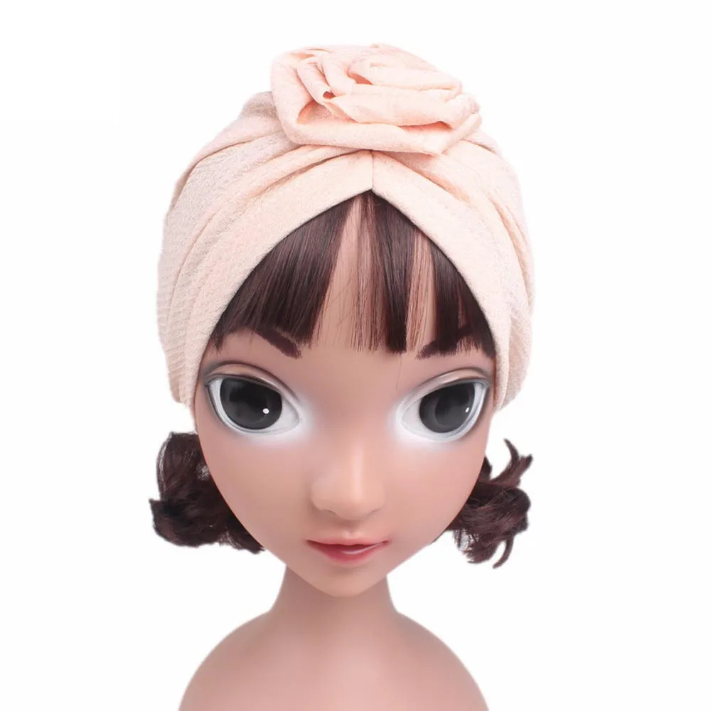  Baby Girls turban hat roses  hats Boho Hat Beanie Scarf Turban Head Wrap Cap newborn photography props knit cap beard