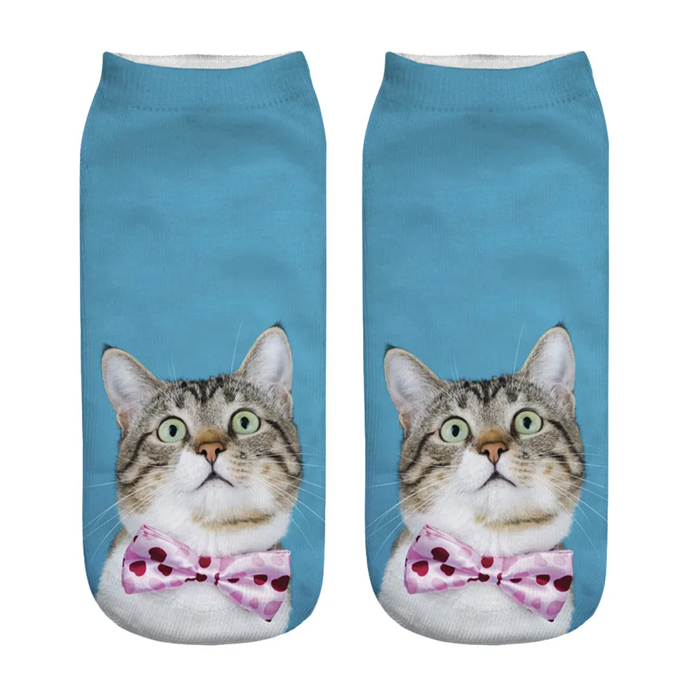 Новинка женские носки с милым 3D принтом кошки повседневные спортивные дышащие