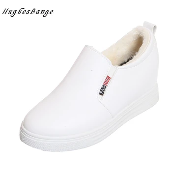 

shoes woman comfortable Increased casual shoes Fall 2019 New Plus velvet for all comfort Little white Slip-on One pedal wild