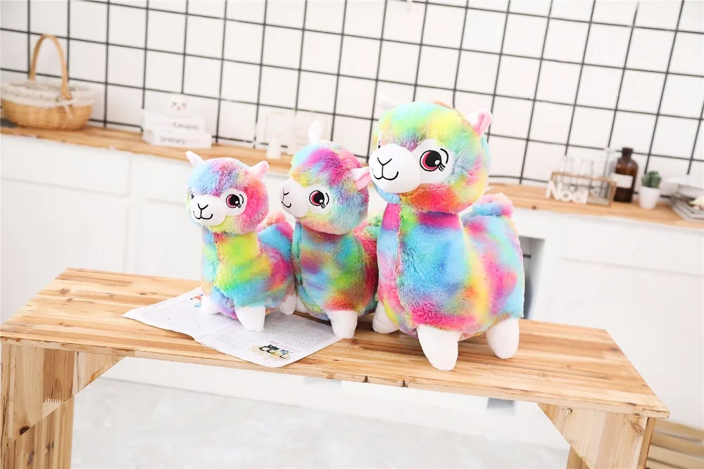 Радужная Альпака Kawaii Овцы мягкие японские чучела животные Дети кукла игрушка детский подарок
