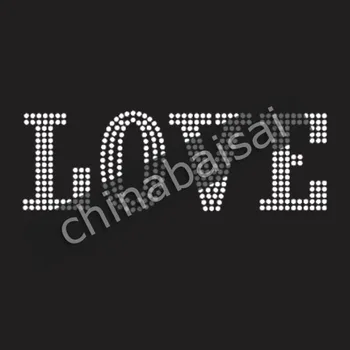 

The white word "LOVE" Rhinestone Transfer Motif Designs