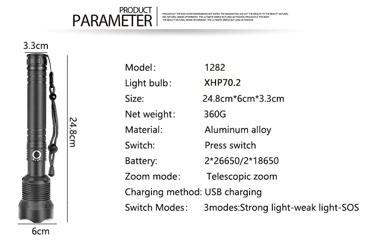 Litwod Z201282 CREE XLamp XHP70.2 Мощный тактический фонарь 26650 и 18650 фонарь на батарее кемпинг приключения