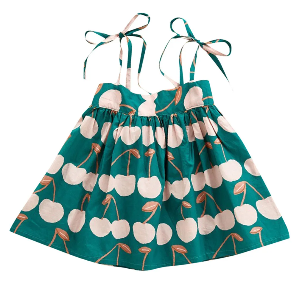 New Summer Girls Dress Lychee print kids dress princess dress Sleeveless Girls Casual Maxi Dresses Fashion Kids