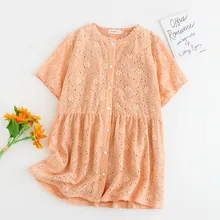 

Oversized Vintage Solid Lace Blouse Shirts Women New Korean Button Loose Shirt Tops Female Hollow Casual Ladies Blouses Blusas