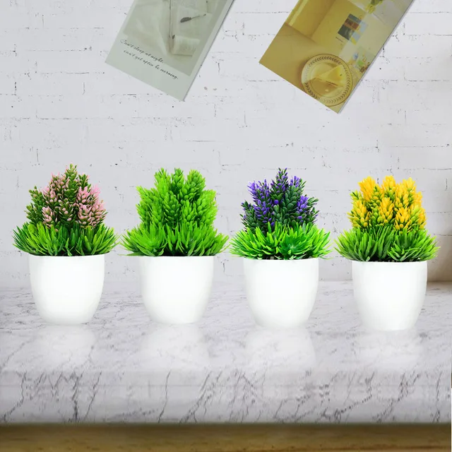偽の緑の植物盆栽造花草小さな木ポット植物家の装飾のためホテル公式デスク植木鉢飾り Aliexpress Mobile
