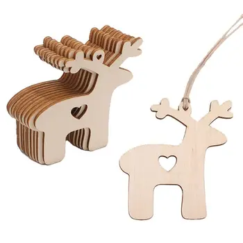 

10Pcs/Set Christmas Tree Hanging Wooden Slices Discs DIY Ornament Pendant Carved