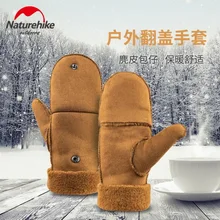 NaturehOutdoor Охота, Велоспорт, перчатки для рыбалки. Зимние мужские и женские толстые теплые перчатки с половинным пальцем, двойные меховые перчатки