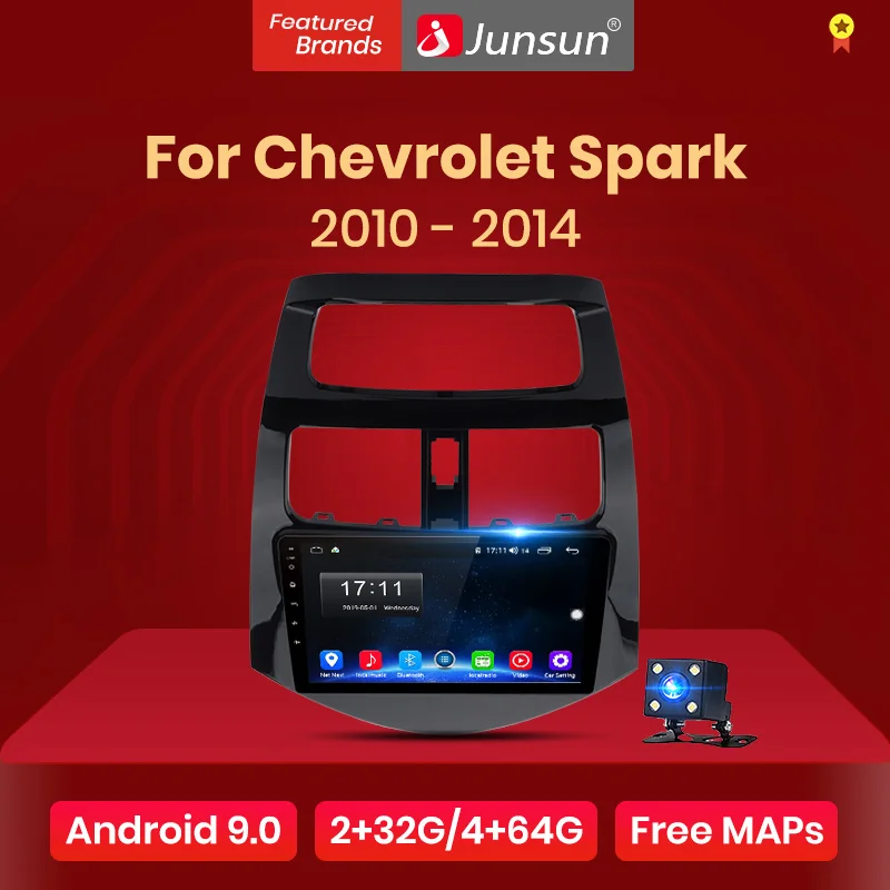 Junsun V1 2G+ 32G Android 9,0 для Chevrolet Spark 2010- Автомобильный Радио Мультимедиа Видео плеер навигация gps 2 din dvd