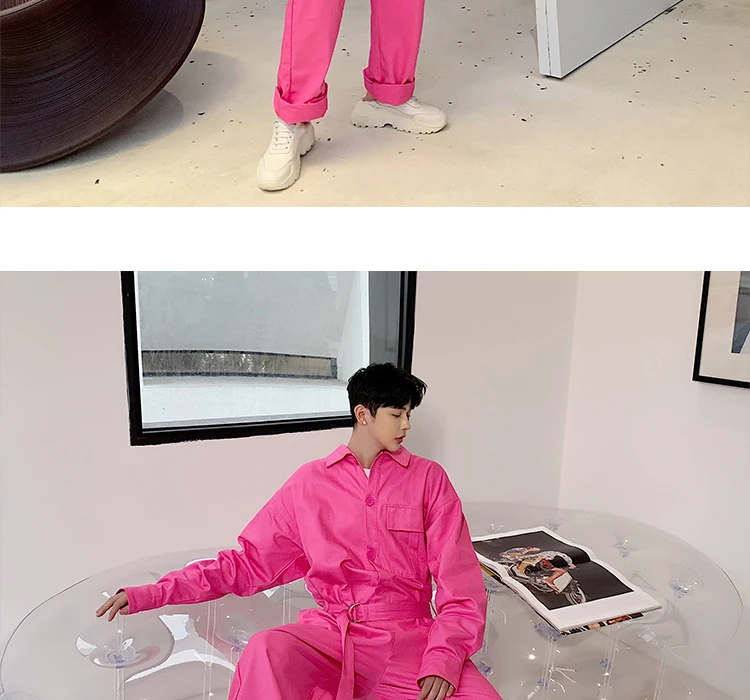 Осенне-зимний мужской Розовый Черный Хаки Модный комбинезон винтажный повседневный комбинезон женский японский стиль ретро брюки свободные джоггеры