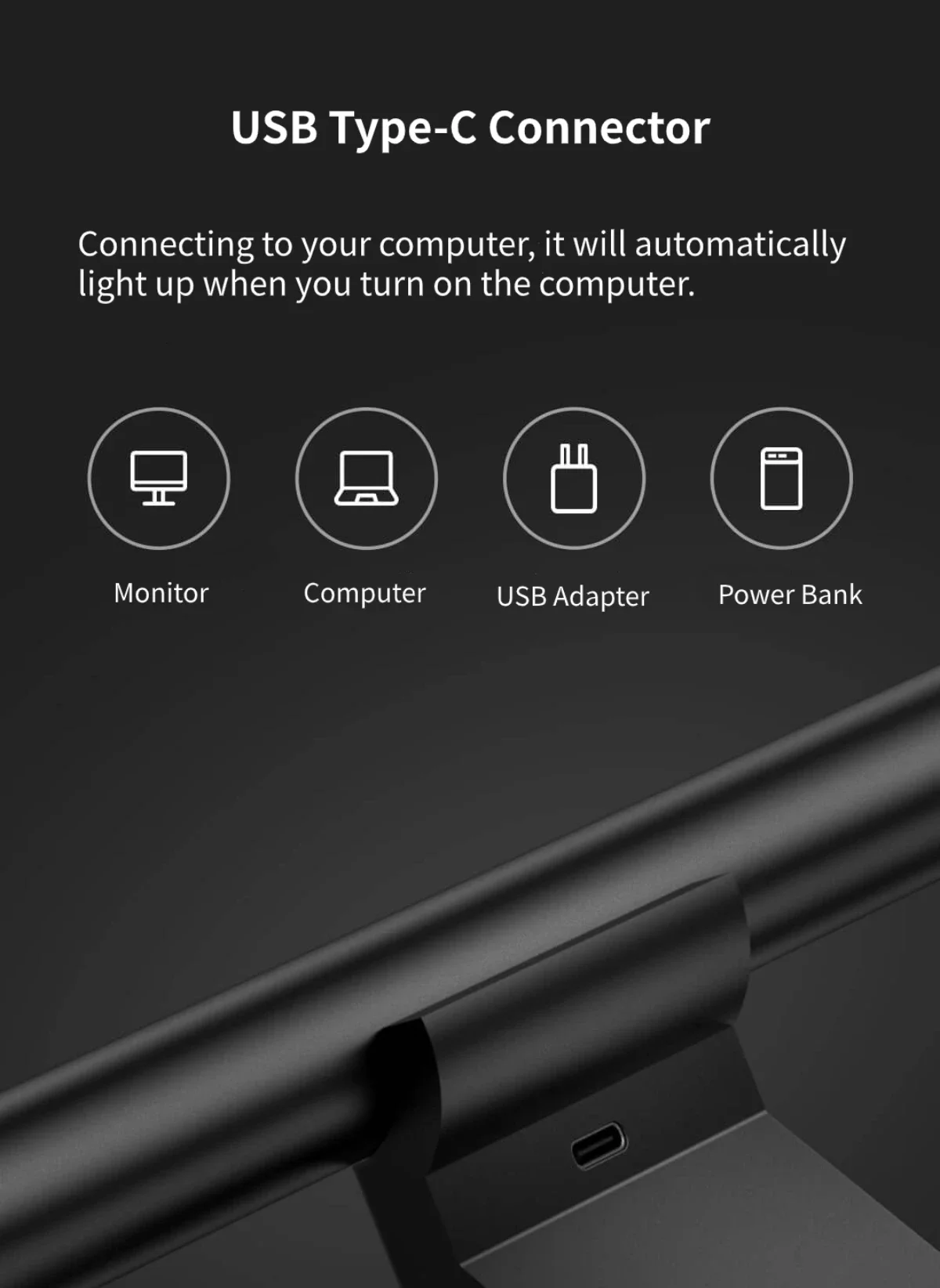 Xiaomi Mijia Lite Desk Lamp Foldable Eyes Protection Reading Dimmable PC Computer USB Lamp Display Hanging Light For Monitor