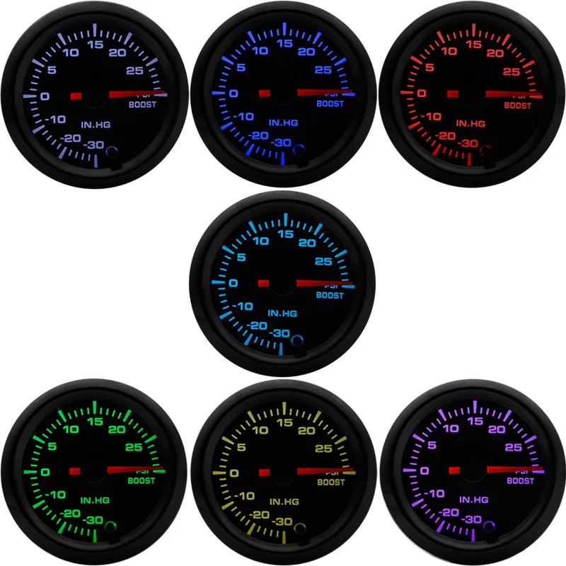 

2-inch 52MM Black Shell High-Speed Stepper Motor Turbine zeng ya biao Seven-Color Adjustable Automobile Instrument Panel Modifie