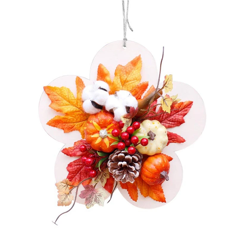 

Artificial Fall Wreath with Pumpkins Berries Maple Leaves Fall Berry Wreath Autumn Harvest Garland Wreath for Thanksgiving Chris