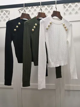 

2020 spring high quality women knitted Jacquard sweater female casual jumpers pullover 3 color ddxgz2