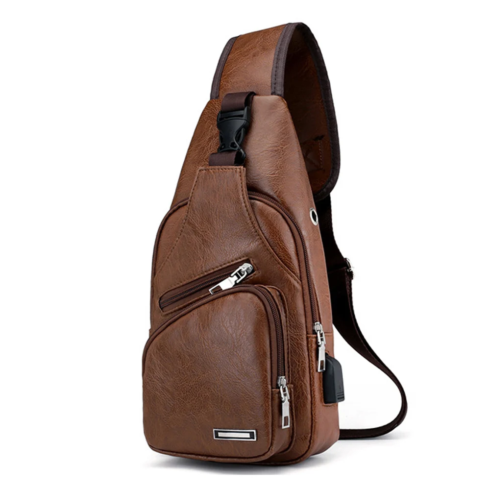 Хит, кожаная мужская сумка-мессенджер с отверстием для наушников, usb-порт для зарядки, противоугонная сумка через плечо, нагрудная сумка