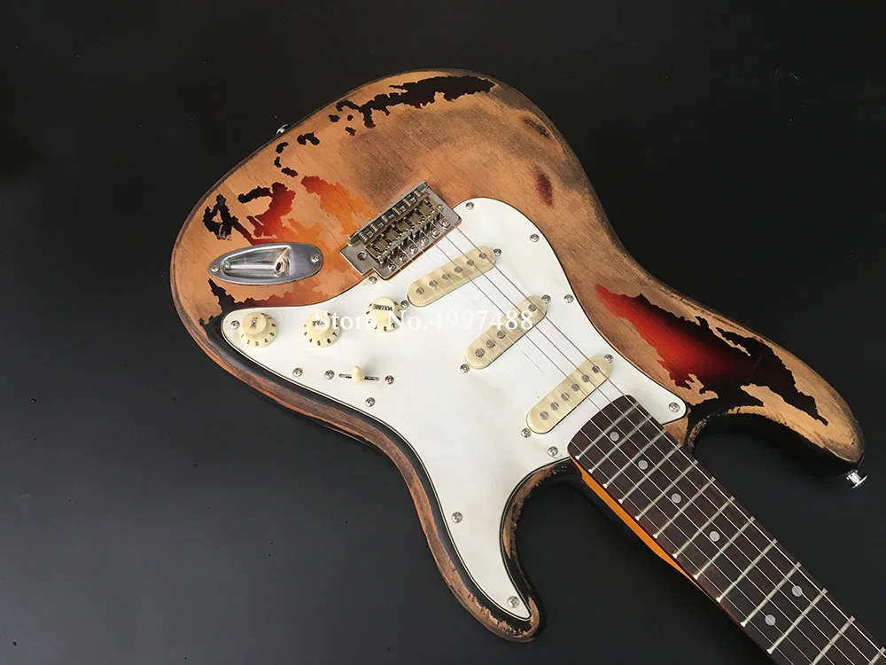 Srv Relics электрогитара ручная работа старение аппаратное окрашивание нитроцеллюлозы краски в солнечном цвете