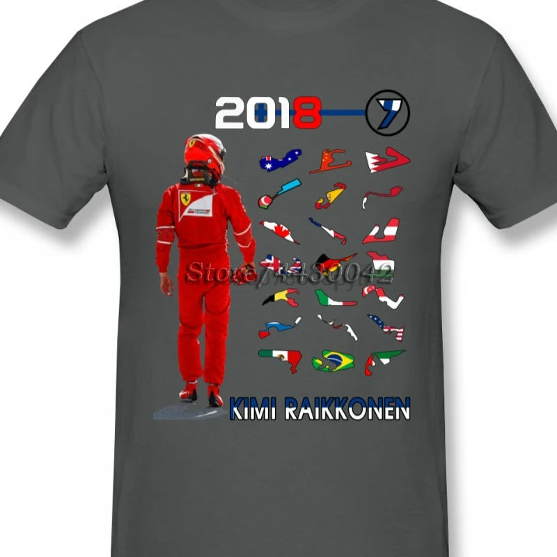 

Kimi Raikkonen T Shirt For Men Dropshipping Summer Short Sleeve Cotton Plus Size Custom Team Tee 4Xl 5Xl 6Xl