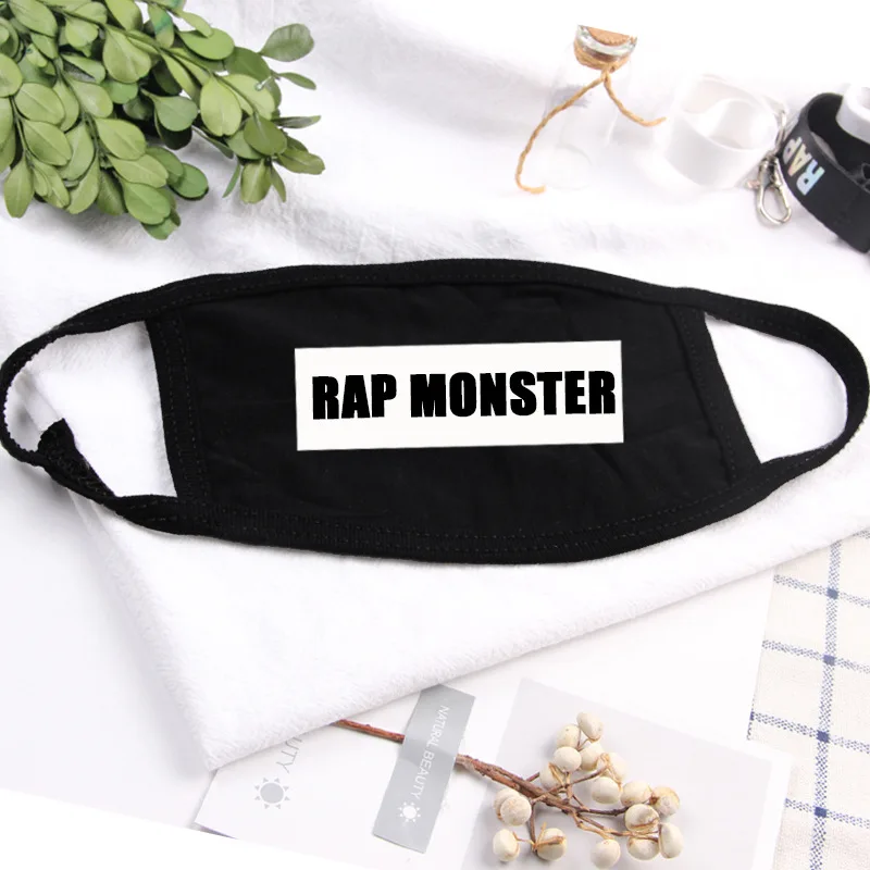 KPOP Jungkook V Jimin Suga J-hope Jin RAP MONSTER Rm хлопковая маска для лица с именем того же лазерного пыли теплая маска для поклонников жилетки Новинка - Цвет: RAP MONSTER