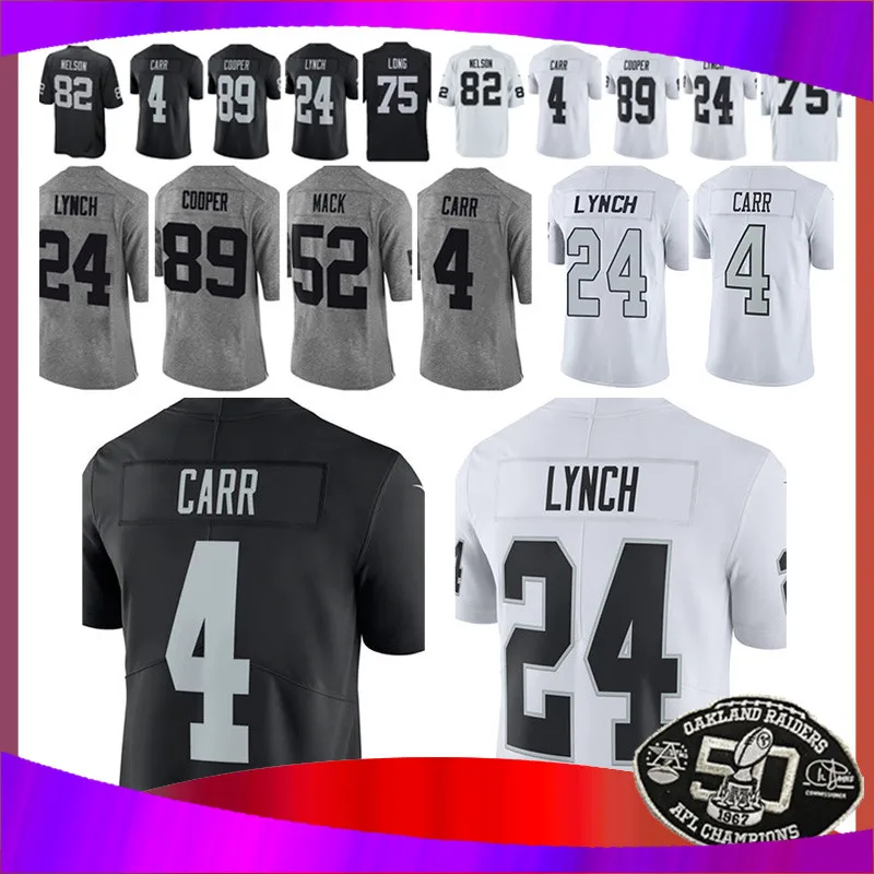 24 Marshawn Lynch 4 Derek Carr мужские Джерси 82 Jordy Nelson 34 BO Jackson 52 Khalil Mack майки