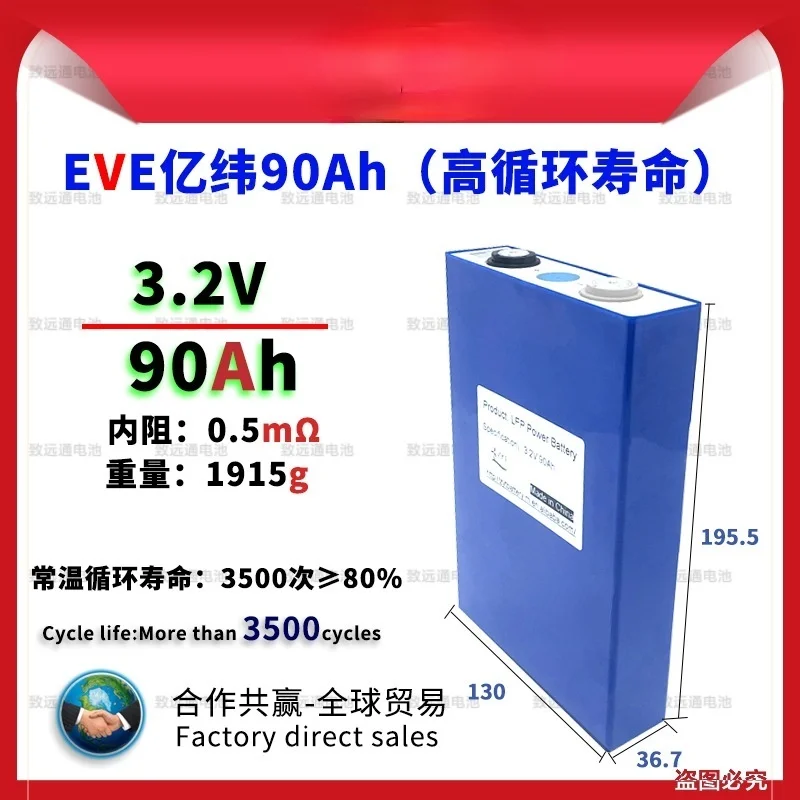 

3.2V 90Ah E-Tricycle,Motorcycle,Ebike Lithium Iron Phosphate(LiFePO4) Battery Pack of the Vehicle,Battery for Electric Car