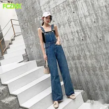 Женская одежда с высокой талией однотонные потертые джинсы из чистого хлопка женские модные повседневные свободные прямого кроя джинсовые комбинезоны длинные брюки