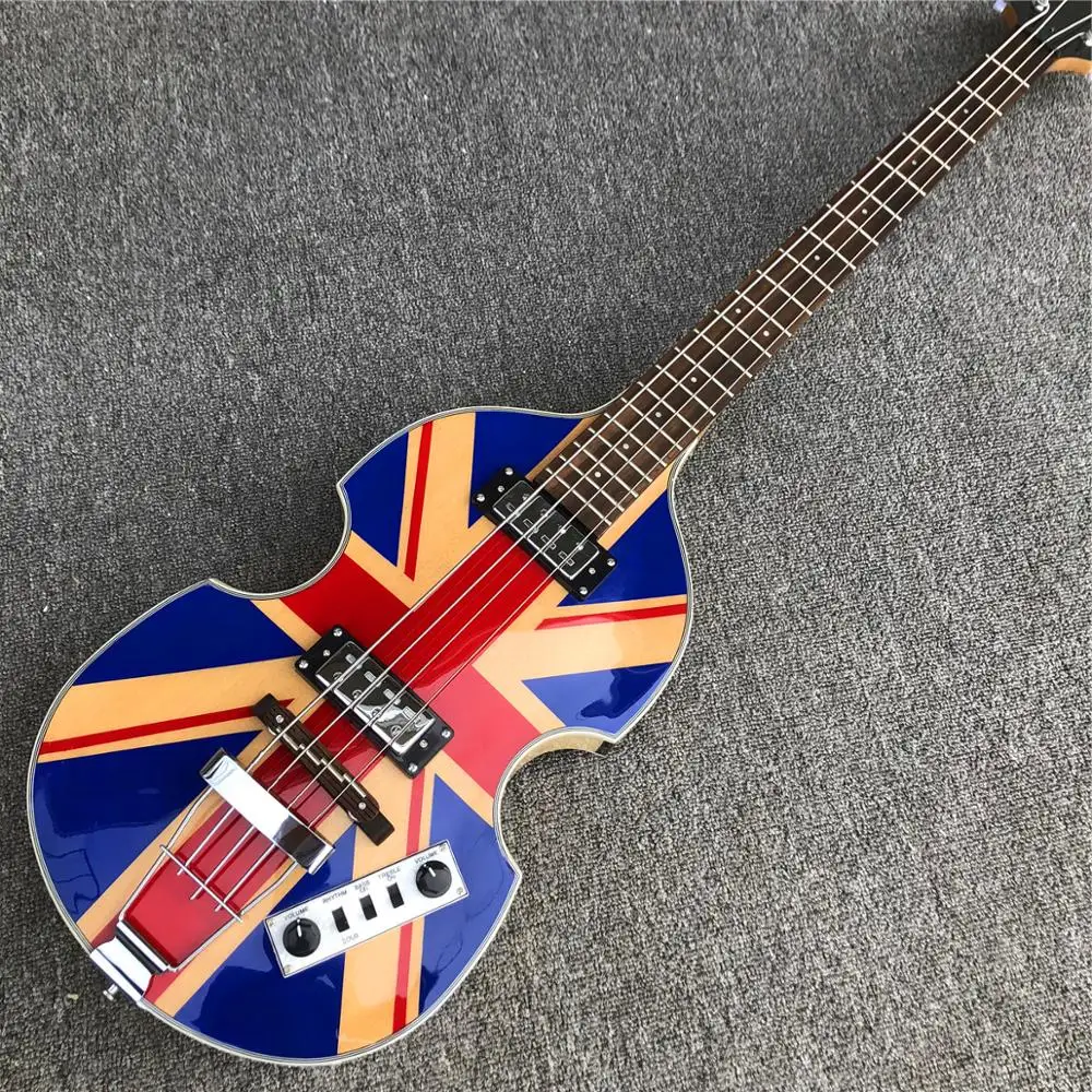 Hofner Blue British flag Violin 4 strings Electric bass guitar Flame maple Icon Series BB2 vintage CT | Спорт и развлечения