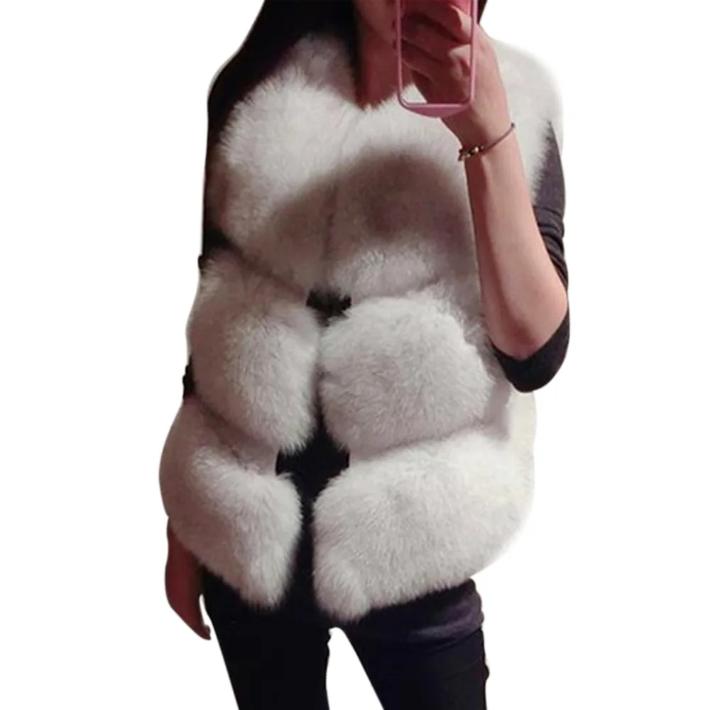 Mooie Vrouwen Winter Basic Jas Kunstmatige Vossenbont Vest Merk Femme Fur Vesten Fashion Luxe Dames Jas Hoge Kwaliteit Warm jas