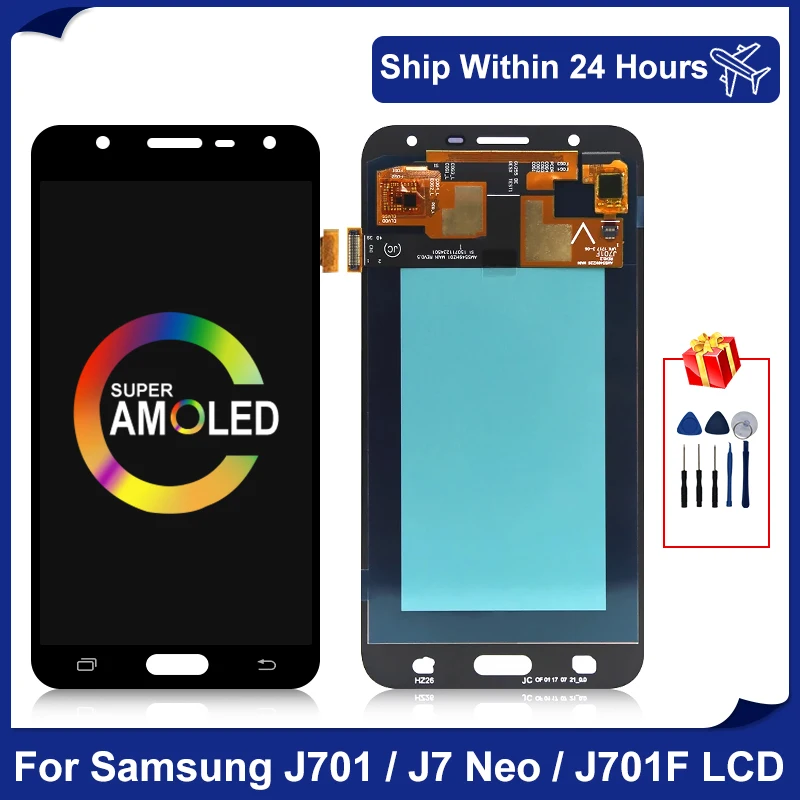 Super AMOLED для Samsung Galaxy J701 ЖК-дисплей J7 Neo J701F сенсорный экран дигитайзер Nxt Core J701M