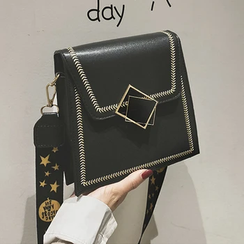 

Vintage Matte Leather Panelled Flap Bags Ladies Quality Crossbody Bags for Women Cover Letter Wide Shoulder Strap Handbags 2020