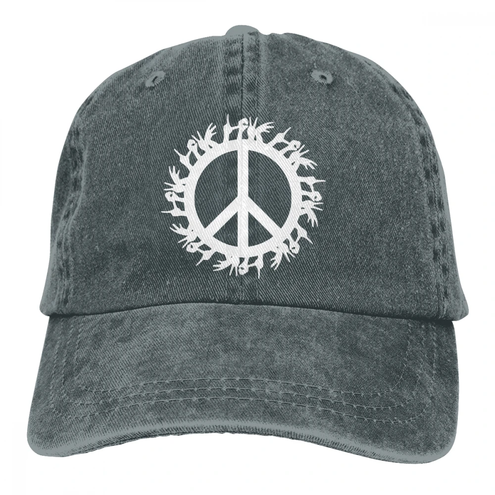 Love Peace Casquette черные унисекс Мужские Женские джинсовые бейсболка с ремешком кепки Регулируемая шляпа для гольфа папа