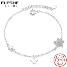 ELESHE Authentic 925 Sterling Silver Star Bracelet Sparkling Crystal Zircon Chain Link Women Bracelet for Women Fashion Jewelry