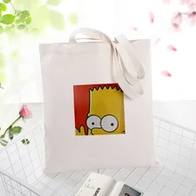 Холст сумка для покупок Симпсон текст DIY ежедневное использование пользовательский принт Логотип эко многоразовая утилизация