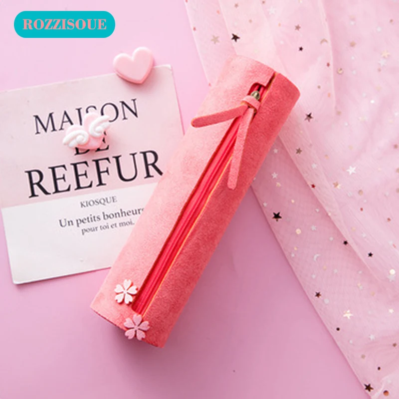 Японский чехол с цветком вишни, плюшевая ручка, сумка Trousse solaire, Kawaii, сумка для ручек, корейские сумки для школы для девочек - Цвет: 06