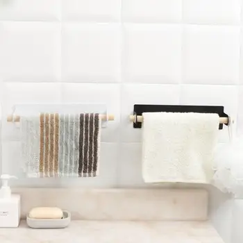 

Punch Free Self-adhesive Roll Paper Holder Towel Wooden Storage Rack Hanging Shelf For Kitchen Bathroom Hardware Paper Holders