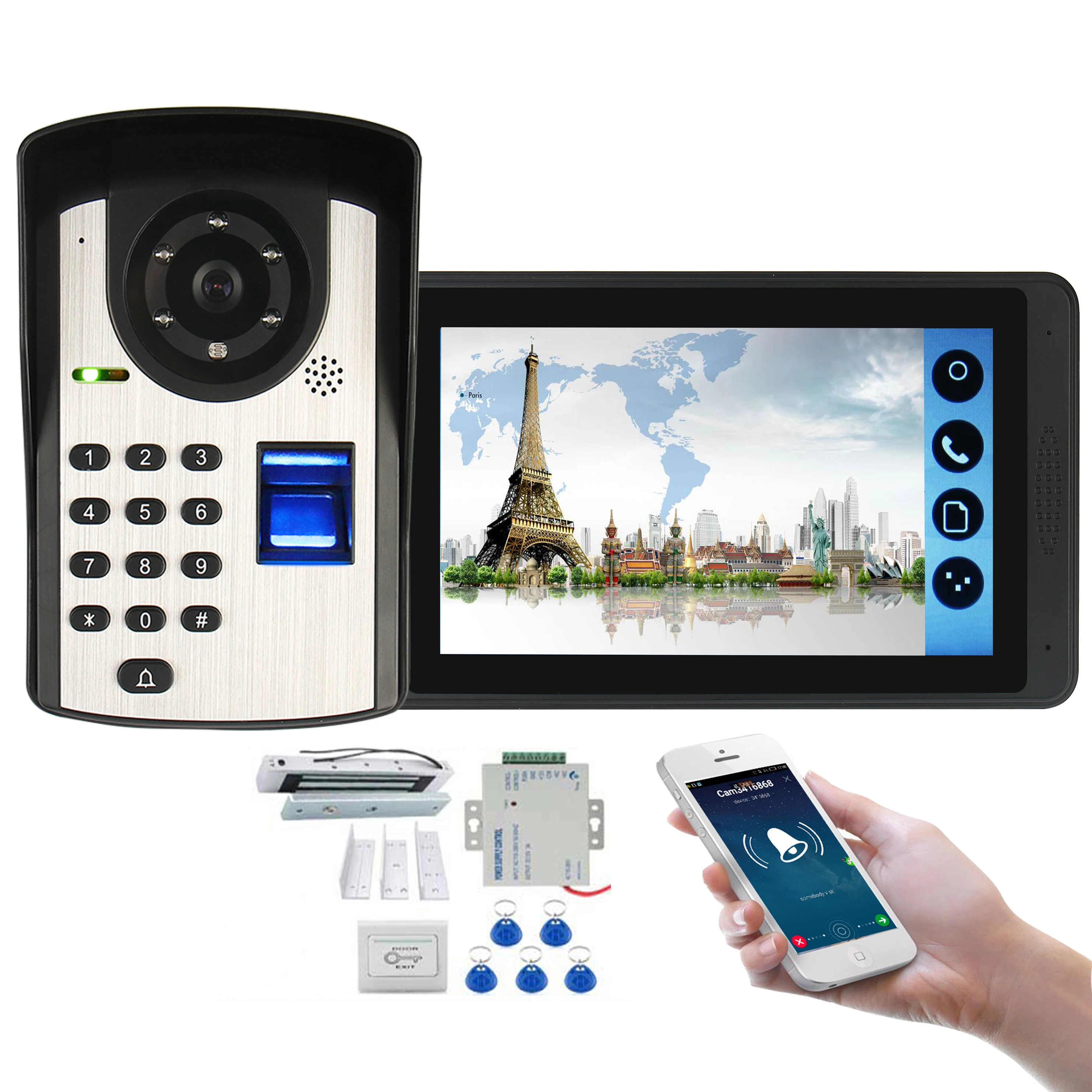 App Control Unlock 7 Inch Lcd Fingerprint Password Wifi Wireless