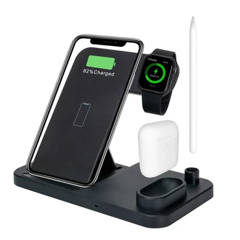 

4 in 1 Charging Stand for Apple Watch Series 4 3 2 AirPods Pencil 10W Qi Fast Wireless Charger Dock For iPhone XS XR X 8 11 IX45