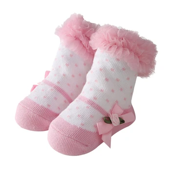 

Lovely Newborns Princess Socks Infant Baby Girls Bow-knot Dot Patchwork Lace Edge Comfortable Soft Cotton Ankle Socks 0-24M A20