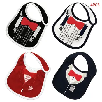 

Set of 4 Waterproof Baby Bib Newborn Feeding Smock Infant Slobber Saliva Towel Patterns Gentleman