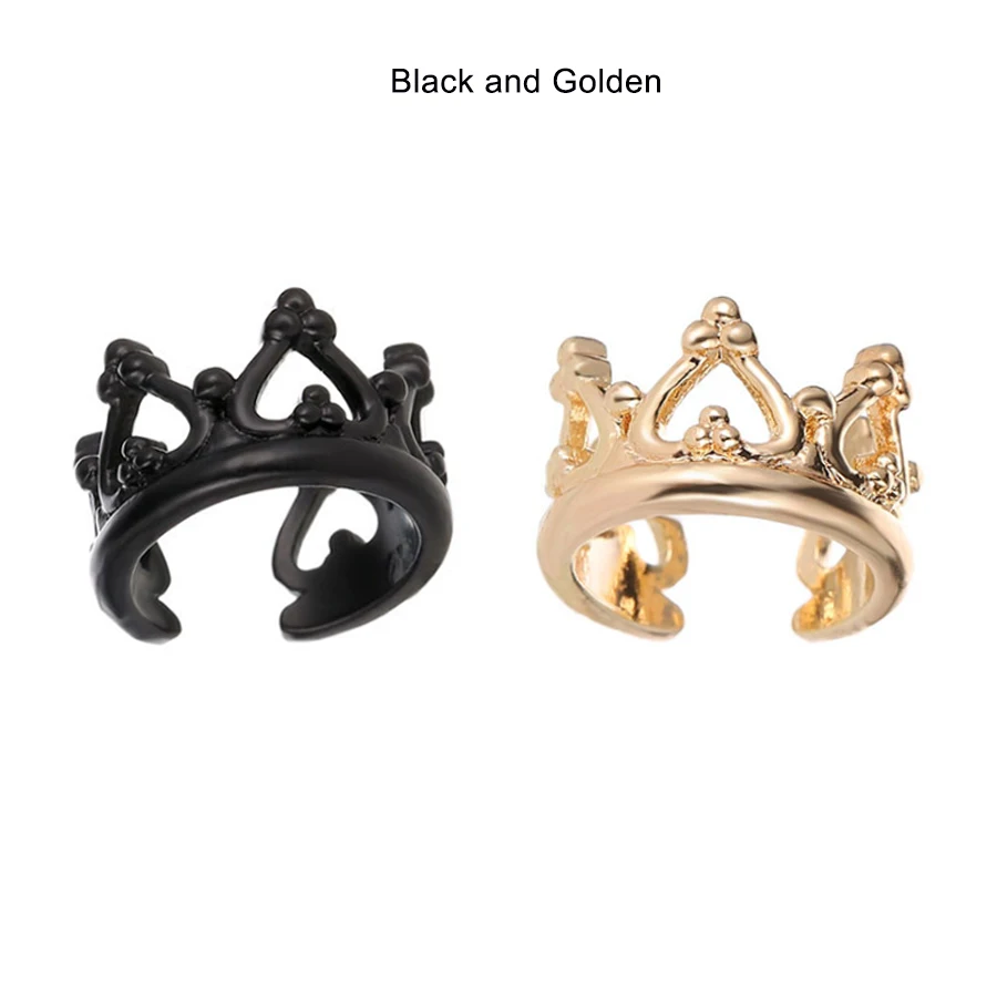 1 Black 1 Golden 2 шт. в форме короны в форме сердца, поддельные серьги для женщин и мужчин, ювелирные изделия, не прокалывающиеся спиральные пирсинг для ушей, Oreja, поддельные пирсинг, серьги-манжеты, заглушка - Окраска металла: 1 Black 1 Golden