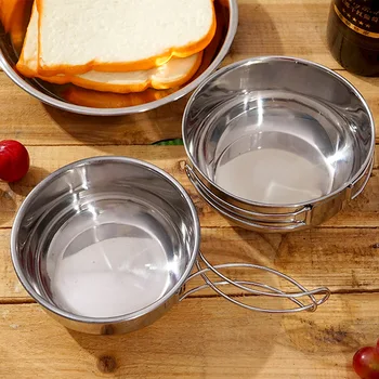 Portable Camping Tableware Cooking Set Outdoor Cookware Pan Pot Bowl Spoon Fork Utensils For Hiking Picnic Travel Wild Campismo 6