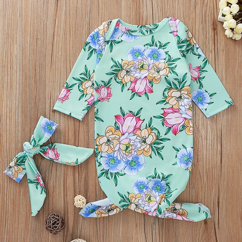 

2019 Fall 2Pcs Cute Newborn Baby Girl Infant Sleeping Bags Floral Long Sleeve Swaddling Cotton Infant Baby Sleeping Bag Envelope