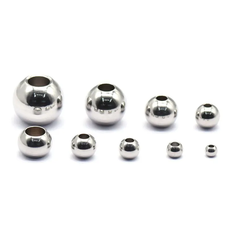 100Pcs Stainless Steel Ball Through Mail Eye Gold Loose Bead Diy Accessories Perforation Drilling Solid Steel Ball 2 3 4 5 6mm